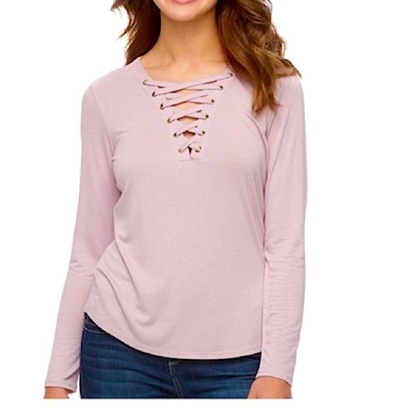 Pink Republic crystal mauve top w lace up M NWT - Picture 1 of 2